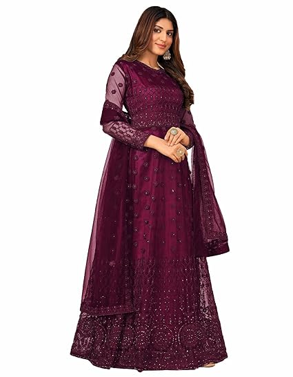 JULEE Women's Net Embroidered Semi-Stitched Gown Jivika Gown-New