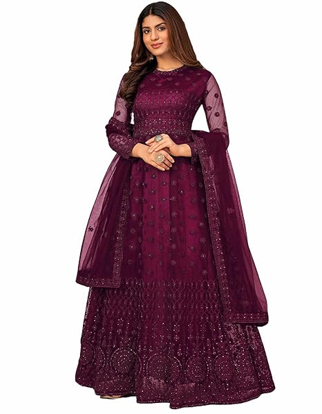 JULEE Women's Net Embroidered Semi-Stitched Gown Jivika Gown-New