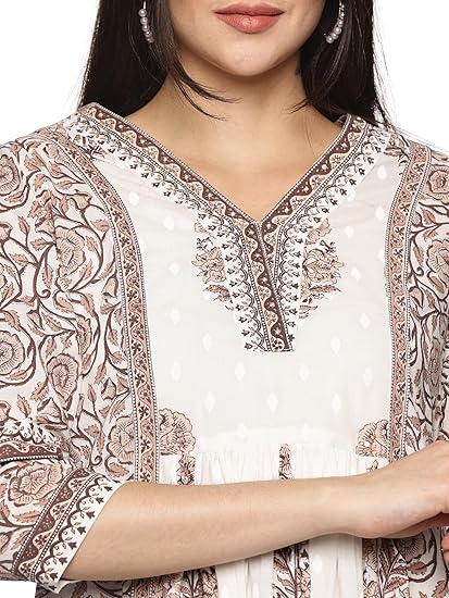 RAJMANDIRFABRICS Women's Cotton Hand Work & Floral Printed Anarkali Salwar Suit Set