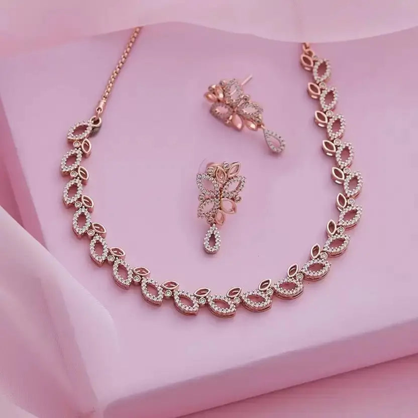 Brass Silver, Gold-plated Pink Jewel Set (Pack of 2
