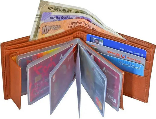 Men Tan Artificial Leather Wallet  (10 Card Slots, Pack of 2)