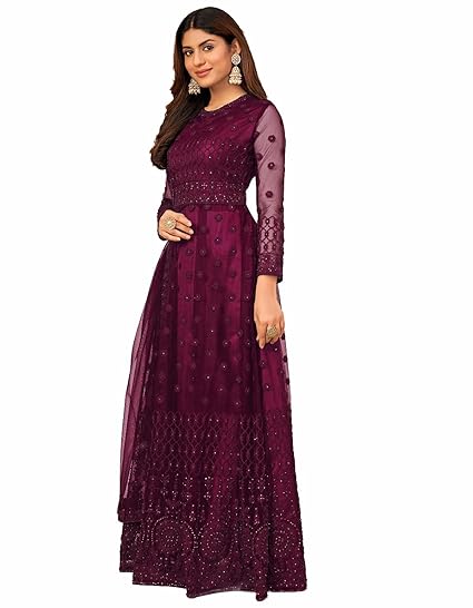 JULEE Women's Net Embroidered Semi-Stitched Gown Jivika Gown-New