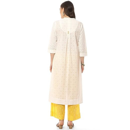 BIBA Women Cotton A - Line Kurta Cropped Palazzo Suit Set