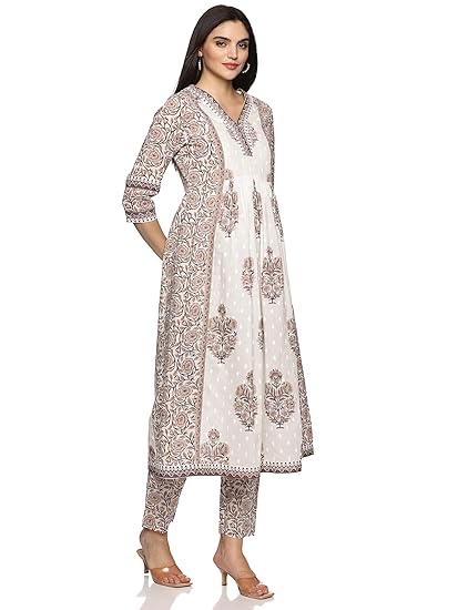 RAJMANDIRFABRICS Women's Cotton Hand Work & Floral Printed Anarkali Salwar Suit Set