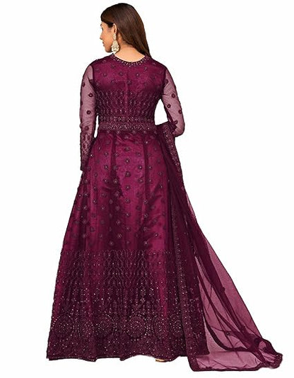 JULEE Women's Net Embroidered Semi-Stitched Gown Jivika Gown-New