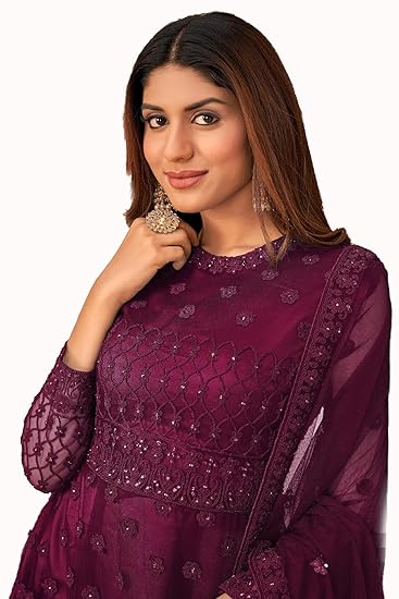 JULEE Women's Net Embroidered Semi-Stitched Gown Jivika Gown-New