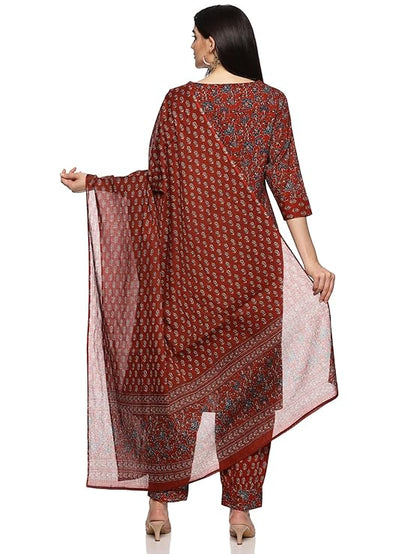 RAJMANDIRFABRICS Women's Cotton Hand Work & Floral Printed Straight Kurta Set