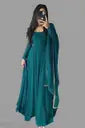 Solid Georgette Stitched Anarkali Gown  (Green)